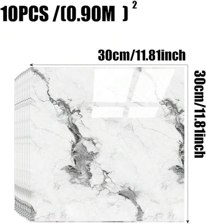 Chejiaye 10pcs Marble Peel and Stick Backsplash Waterproof Washroom Wall Panels - Image 4