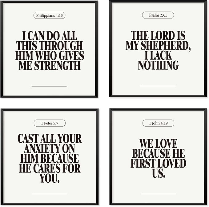 Locomiss Black and White Christian Wall Art Decor Posters, Modern Bible Verse by Unknown