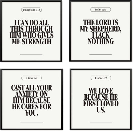 Locomiss Black and White Christian Wall Art Decor Posters, Modern Bible Verse by Unknown