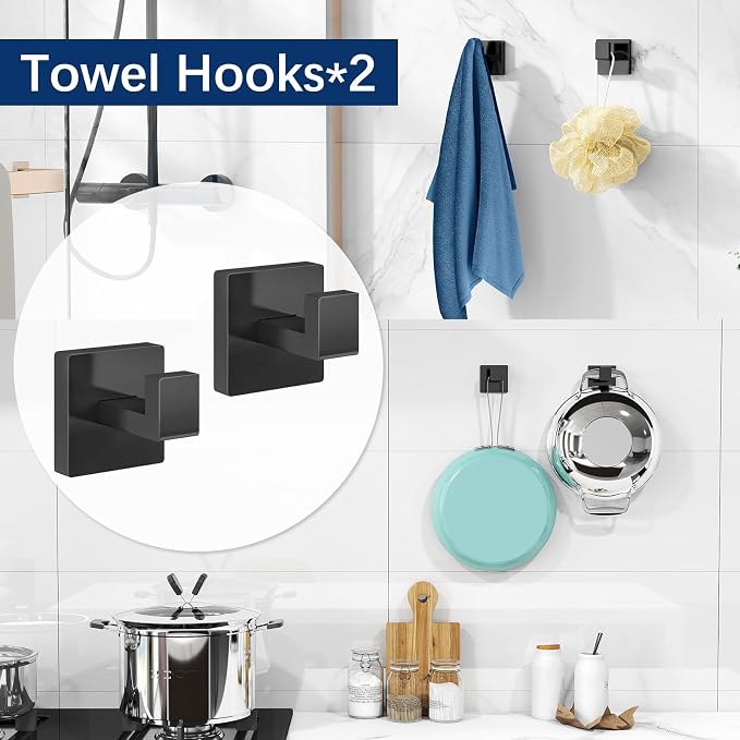 Gypie 5-Piece Bathroom Hardware Accessories Set, Towel Racks - Image 6