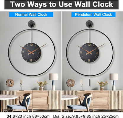 Pytha Sight Large Modern Wall Clock, 30.7× 20 Inch Big Metal Minimalist Arabic - Image 4