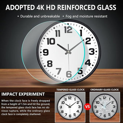 Modern Silent Wall Clock, 12 Inch Non-Ticking Battery Operated Clock, Round - Image 5