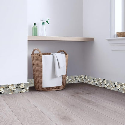 Cherry Blossom Wallpaper Border 196x4 Inch Peel and Stick Wall Border Gray - Image 4