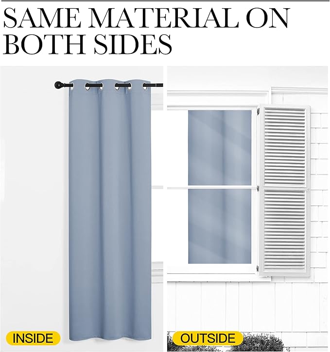 NICETOWN Vintage Blue Blackout Curtains 63 inches Length - Image 5
