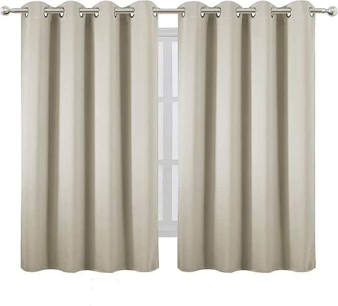 LEMOMO Light Beige Blackout Curtains/52 x 45 Inch Length Kids Curtains/Set of 2 - Image 2