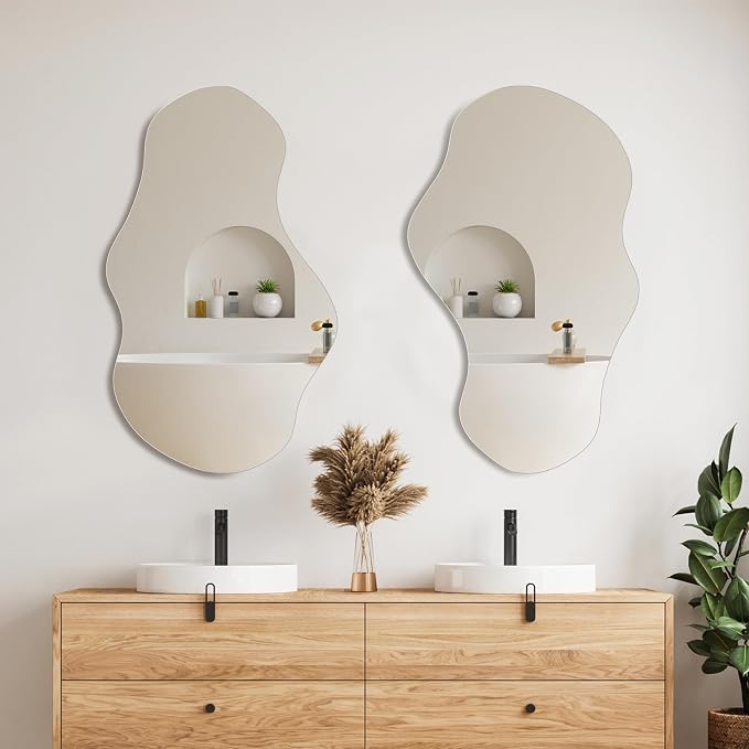 PERFNIQUE Irregular Wall Mirror Asymmetrical Mirror, Cloud Frameless Mirror - Image 8