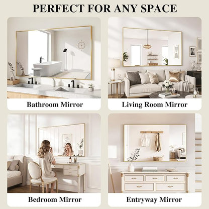 Koonmi Gold Mirrors for Wall, 30x60 Inch Bathroom Mirror, Rectangular Wall - Image 7