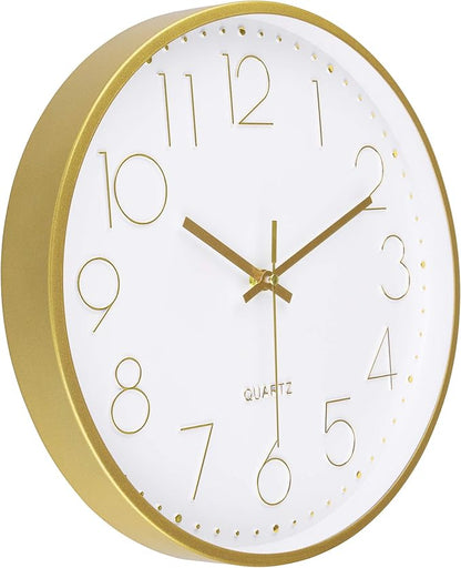 Foxtop Gold Wall Clock 12 Inch Silent Non-Ticking Battery Operated Round Quartz - Image 7