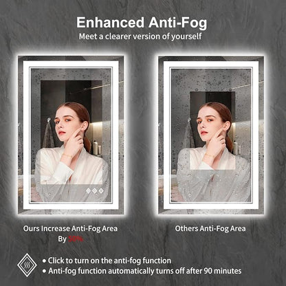 LED Mirror for Bathroom, 24x36 Inch Gradient Front and Backlight LED Bathroom - Image 6