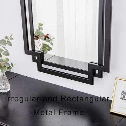 Black Decorative Mirror for Wall Decor, Contemporary Bathroom Mirror Above Sink - Image 3