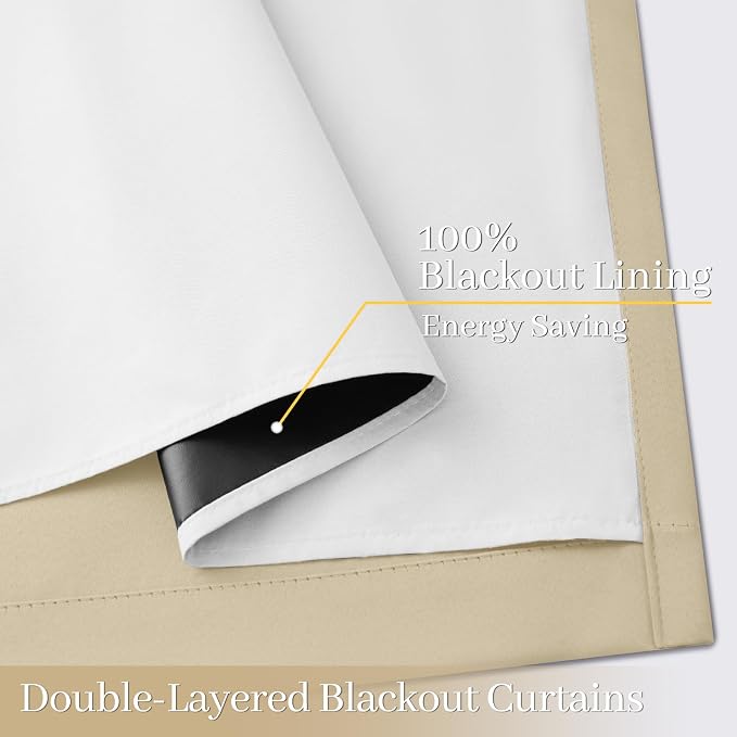 Yakamok 100% Blackout Curtain Panels 96 inches Cold and Light Blocking Drapes - Image 4