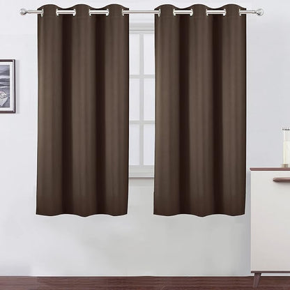 LEMOMO Chocolate Brown Blackout Curtains 40 x 63 Inch Length/Set of 2 Curtain by Lemomo
