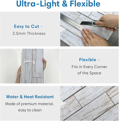 COMSTICKC Peel and Stick Faux Wood Wall Sticker Wall Panels, Not Real Wood - Image 5