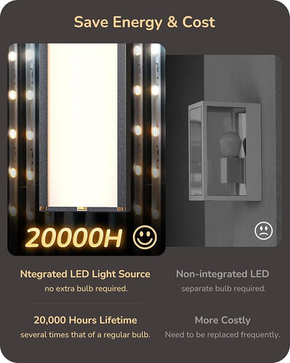 EDISHINE 2 Pack LED Outdoor Wall Lights Dimmable, 3000K 4000K 5000K, 15.7" - Image 3