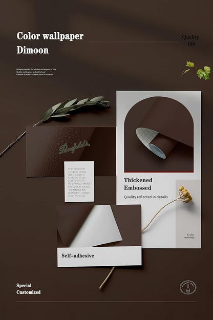 Dimoon 78.7''x17.7''Coffee Brown Peel and Stick Wallpaper Contact Paper Modern - Image 4