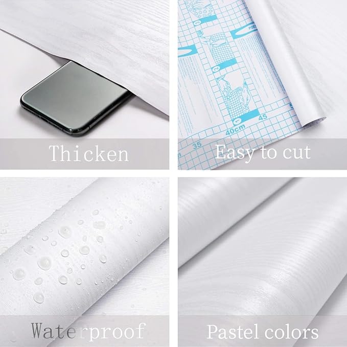 Heroad Peel and Stick Wallpaper Wood Contact Paper Wood Wallpaper White Wood - Image 5