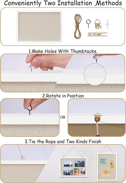 DAHAPYBOO Cork Board with Linen White 2Pack, Bulletin Board 17"x12" Hanging - Image 3