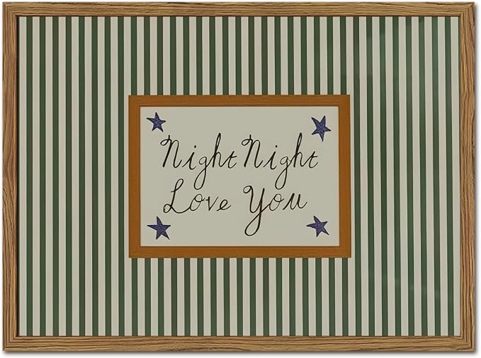 Vintage Night Night Love You Wall Art Mid Century Striped Nursery Bed Wall by YYNISPINWallArt