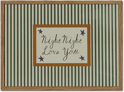 Vintage Night Night Love You Wall Art Mid Century Striped Nursery Bed Wall by YYNISPINWallArt