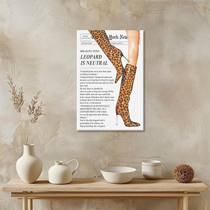 Trendy Newspaper Posters Vintage Leopard Boots Poster Feminist Canvas Prints - Image 4