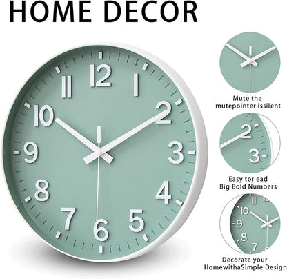 HZDHCLH Wall Clocks Battery Operated, Wall Clock Green, 12 inch Wall Clock - Image 3