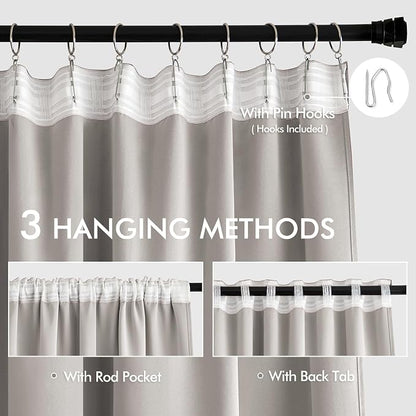 MIULEE Stone Back Tab Blackout Curtains 84 Inch Length 2 Panels Set - Image 4