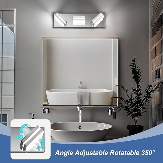 Modern LED Small Bathroom Lights Fixtures 3-Light, Stainless Steel Chrome - Image 2