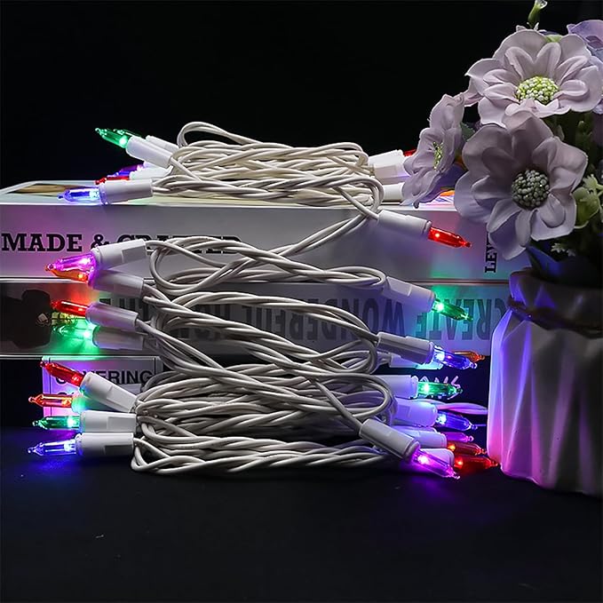 Multicolor Christmas LED Lights - 35 Count Multi-Colored Christmas String Lights for Small Tree, Crafts, Holiday, Indoor/Outdoor Decorations, 11 Feet White Wire, UL Certified, Connectable
