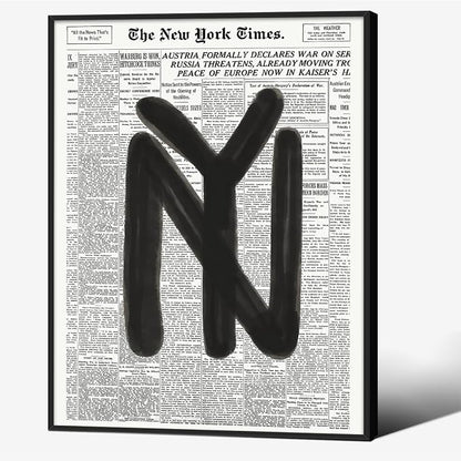 Black and White Newspaper Wall Art Vintage New York City Poster Trendy by Unknown