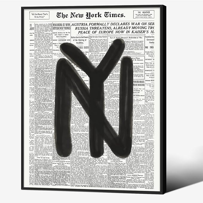 Black and White Newspaper Wall Art Vintage New York City Poster Trendy by Unknown
