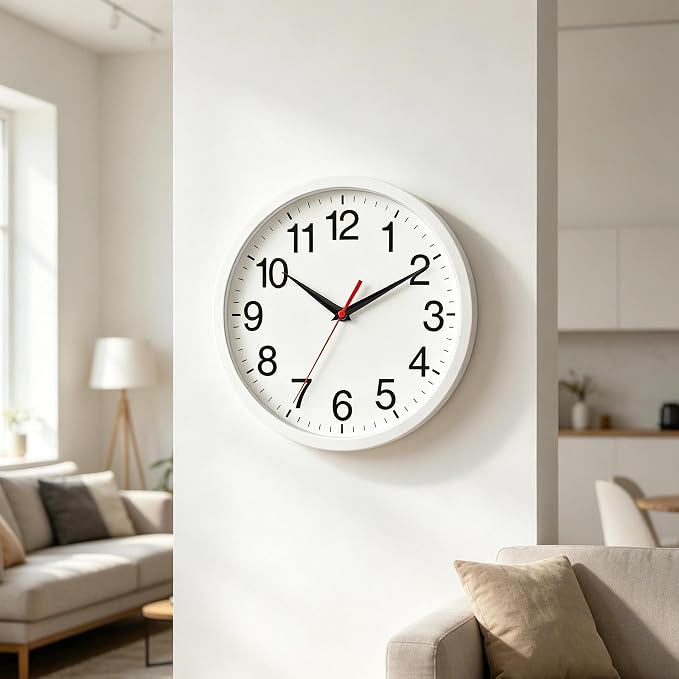 Rohioue Wall Clock Modern 10 Inch Battery Operated Silent Non Ticking Analog - Image 7
