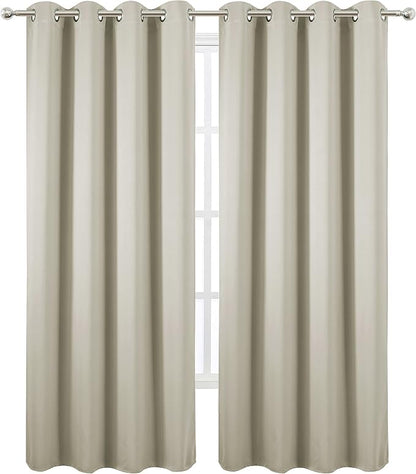 LEMOMO Light Beige Blackout Curtains 52 x 84 Inch Long Beige Curtains Set of 2 - Image 2