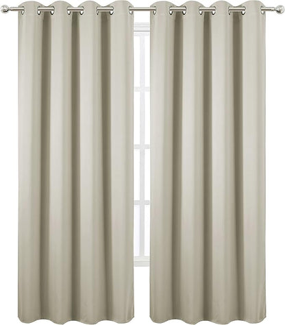 LEMOMO Blackout Curtains 66 x 84 inch/Light Beige Curtains Set of 2 - Image 2