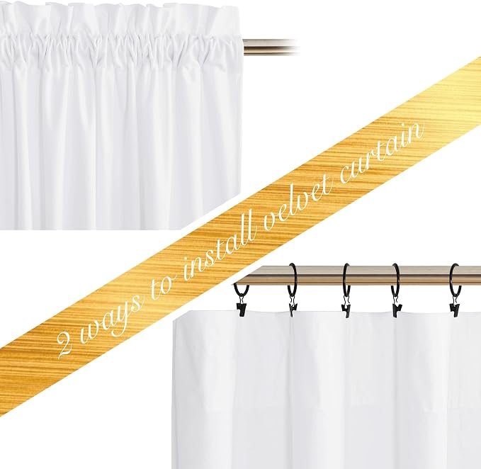 NICETOWN White Velvet Curtains 84 inches - Image 3
