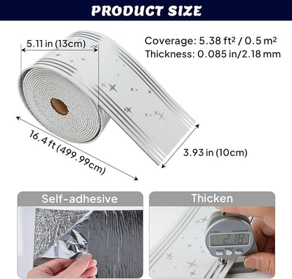 Thick Peel and Stick Wallpaper Borders, 3.93" x 196.8" PVC+XPE Mirror Border - Image 5