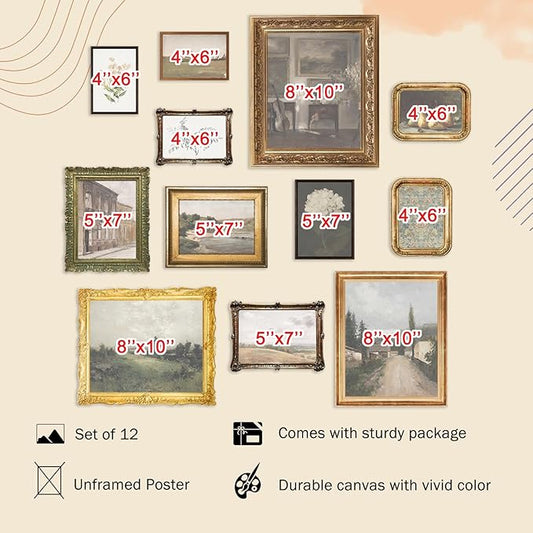 KBKBART Vintage Wall Art Prints, French Country Wall Decor Countryside - Image 2