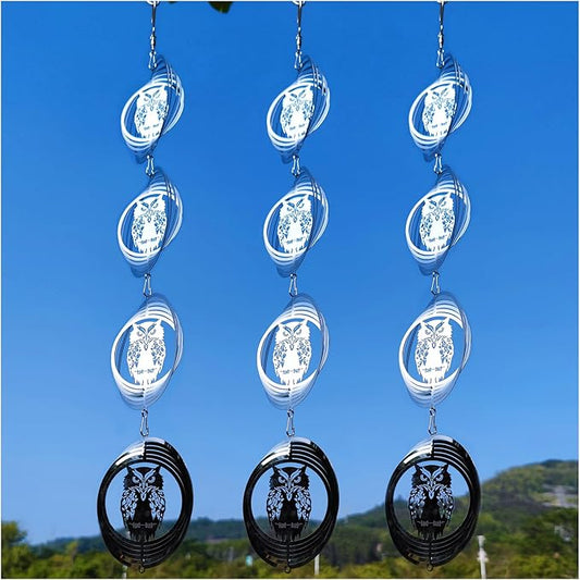 12 Discs Owl Bird Scare Discs Set-Highly Reflective Double-Sided Bird Reflectors,Extra Sparkly Owl Wind Spinner Outdoor Garden Decor, Bird Devices Deterrent to Scare Birds Away from Yard Patio Farm