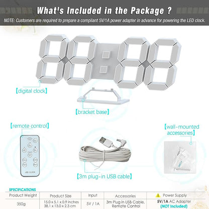 KOSUMOSU Wall Clock 15" 3D LED Digital Clock - Image 3