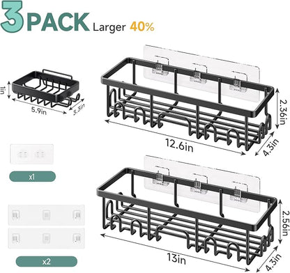 Veken Shower Caddy 3-Pack, Advanced Rustproof Design, No Drilling Adhesive - Image 7