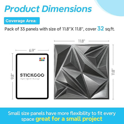 STICKGOO Brushed Silver 3D Wall Panels - Image 3