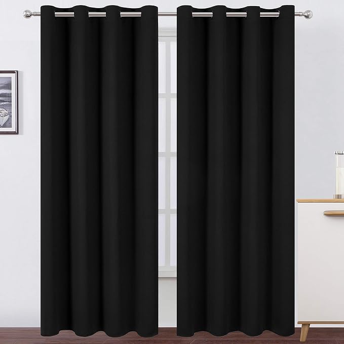 LEMOMO Blackout Curtains 66 x 84 inch/Black Curtains Set of 2 Panels/Thermal by Lemomo