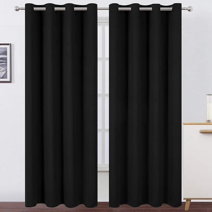LEMOMO Blackout Curtains 66 x 95 inch/Black Curtains Set of 2 Panels/Thermal by Lemomo