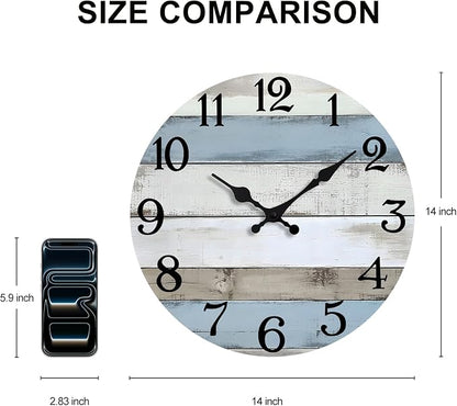 JoFomp 14 Inch Wall Clocks Battery Operated, Silent Non Ticking Wall Clock Wood - Image 2