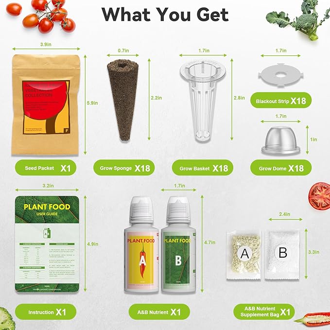 inbloom Fruit Seed Pod Kit for AeroGarden, MUFGA, Ahopegarden, iDOO Hydroponic Growing System, 18-Pod, 350+ Seeds Included Strawberry, Cucumber, Green Pepper, Golden Tomato, Radish, Dwarf Pea, Beet