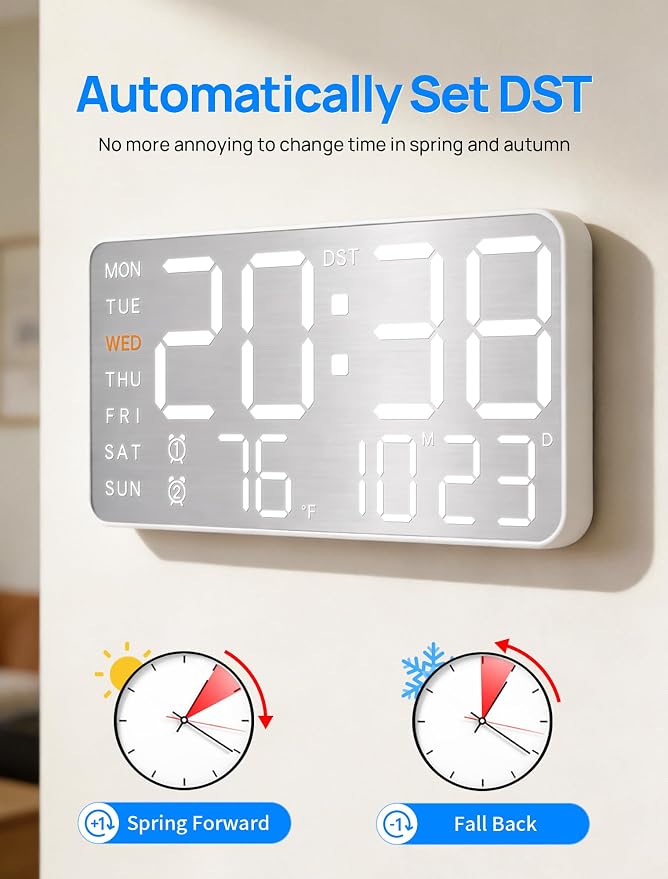 MASHI 8.4''Large Digital Wall Clock, Led Alarm Clock - Image 3