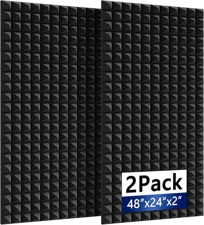 2Pack Sound Proof Foam Panels |48"×24"×2" Quick-Recovery Soundproof Wall Panels by GeynnpleSoundproofBoards