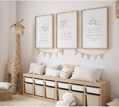 Joocrise Nursery Scripture Wall Art Set of 3 Nursery Bible Verse Wall Decor - Image 3