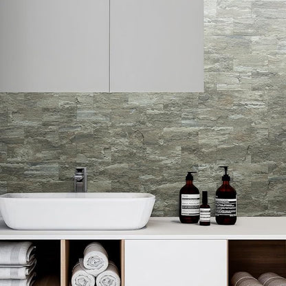 AULIGET 100-Piece Faux Stone Peel and Stick Backsplash Wall Tiles, Laundry Room - Image 2