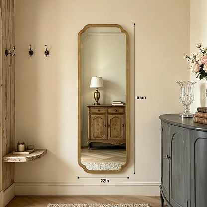 WallBeyond Full Length Mirror Wall Mounted 65"x22", Rustic Wooden Frame Floor - Image 2