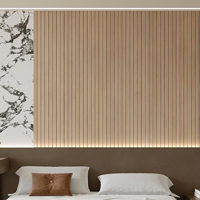 Yutianli PVC Slat Wall Panel Peel and Stick 118"x 15.7" Faux Wood Slat Panel - Image 3